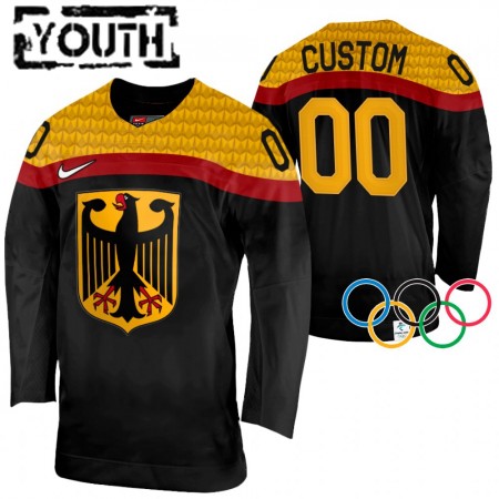 Tyskland Hockeydrakt Custom 2022 Winter Olympics Svart Authentic - Barn